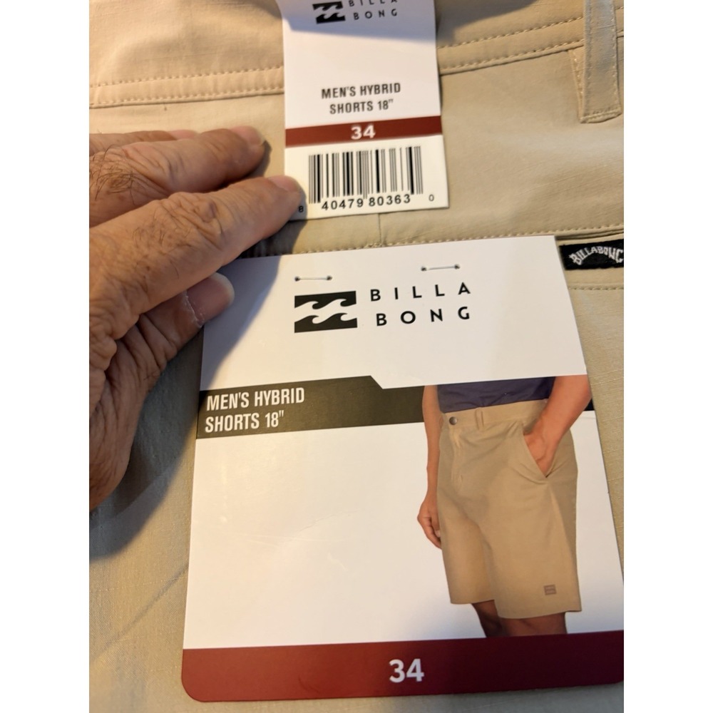 Billabong Mens Hybrid Shorts 18" Size 34 Taupe Beige Khaki Walkshorts NWT - Picture 7 of 7